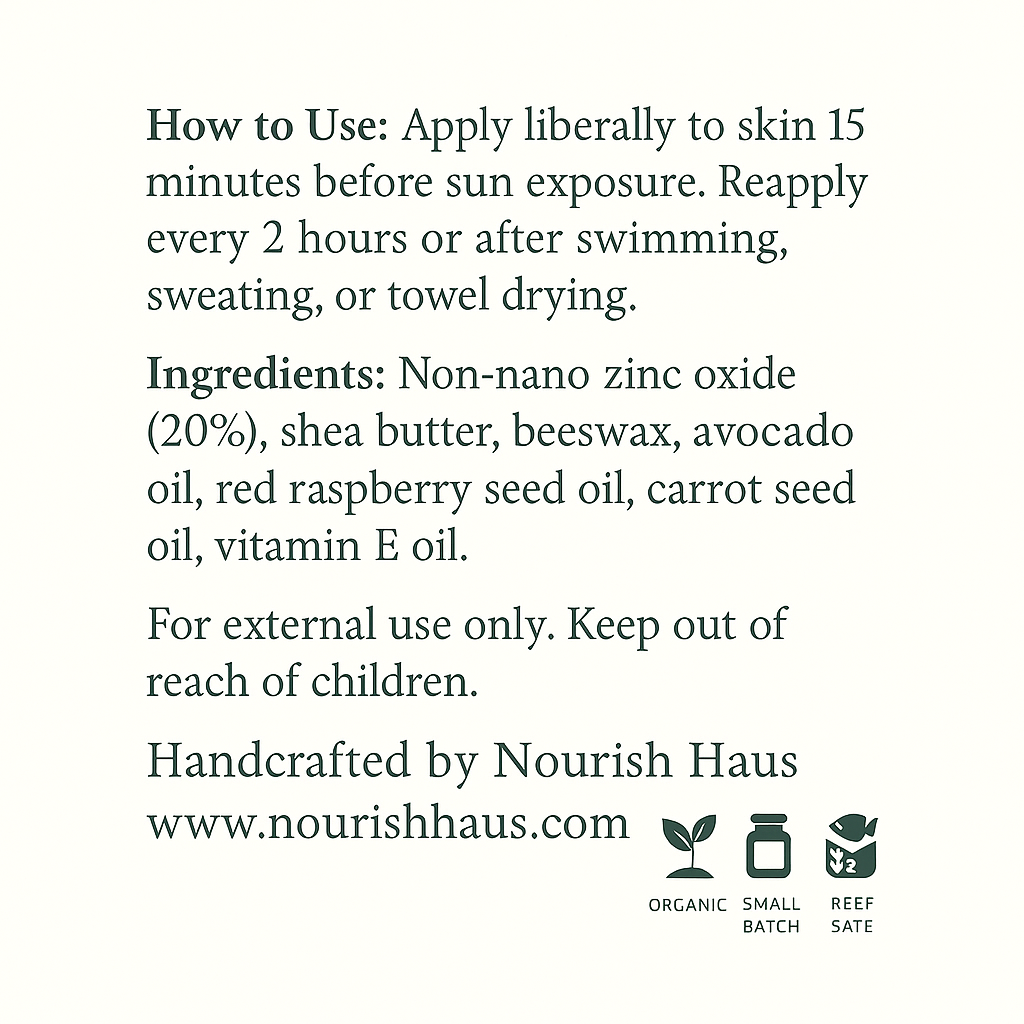 Nourish Haus Handcrafted Mineral Sun Balm